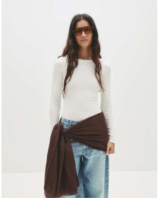 Pull&Bear White Long Sleeve Bodysuit