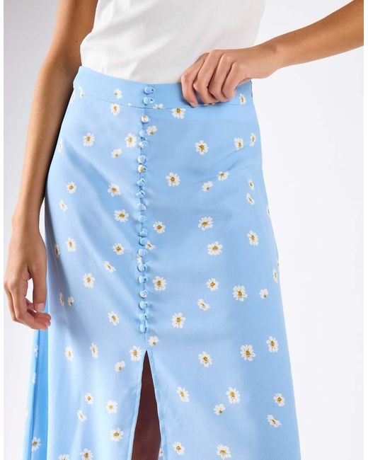 Glamorous Blue Button Up Midi Skirt
