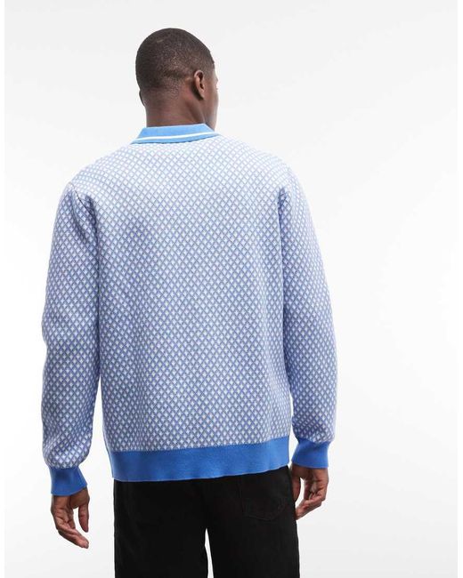 Alma de Ace Blue Nita Collar Knit Jacket for men