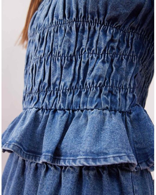 Top Con Maniche A Sbuffo Arricciato di Reclaimed (vintage) in Blue