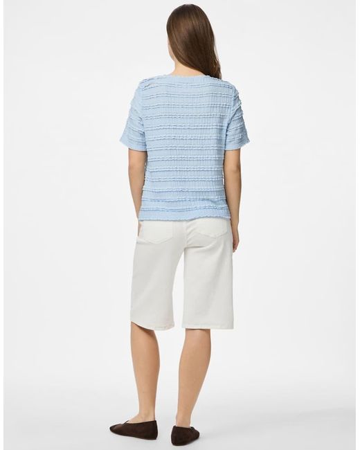 Top A Maniche Corte Azzurro di Pieces in Blue
