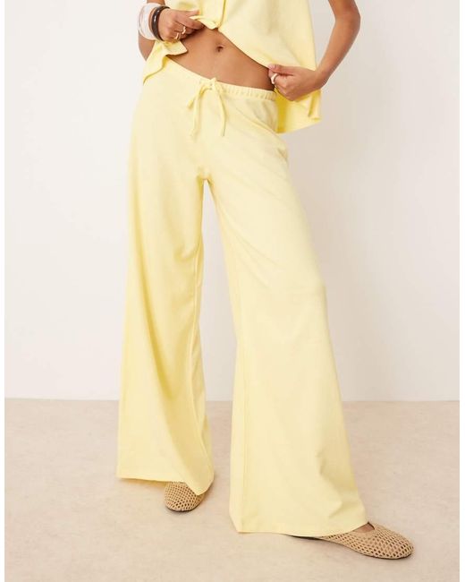 ASOS Natural Textured Knit Wide Leg Co-ord Trouser