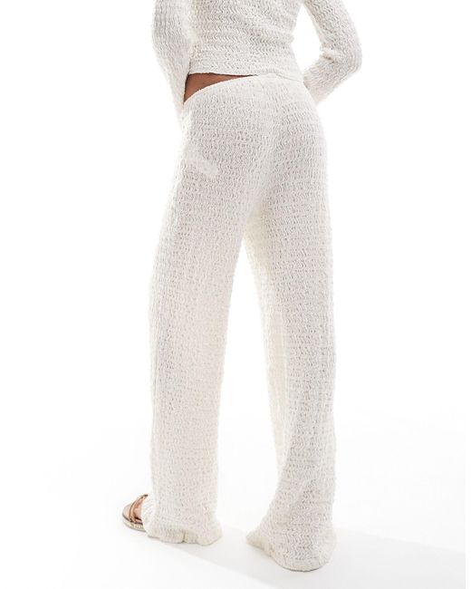 Pull&Bear White Waffle Texture Trouser Co-ord