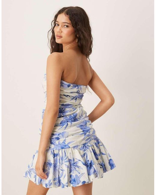 Nobody's Child Blue Briony Bandeau Bubble Hem Mini Dress