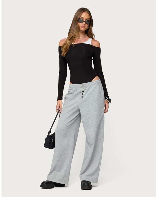 Edikted White Lorelle Wide Leg Sweatpants