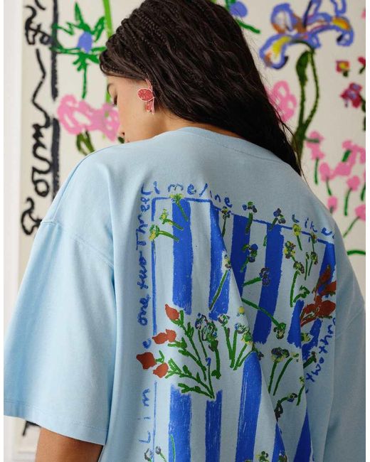 TOPSHOP Blue Graphic Bradley.b Back Print T-shirt