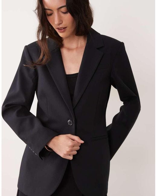 Abercrombie & Fitch Black Longline Cinched Waist Blazer