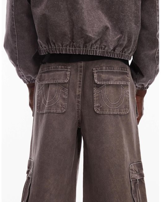Big t - jean cargo baggy - délavé True Religion pour homme en coloris Brown