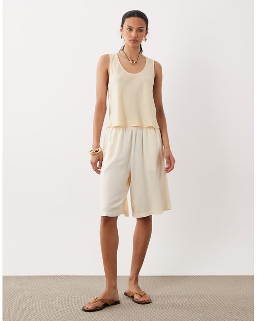ASOS Natural Linen Blend Scoop Neck Tank Top