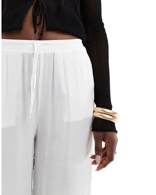 Bershka White Crinkle Beach Trousers