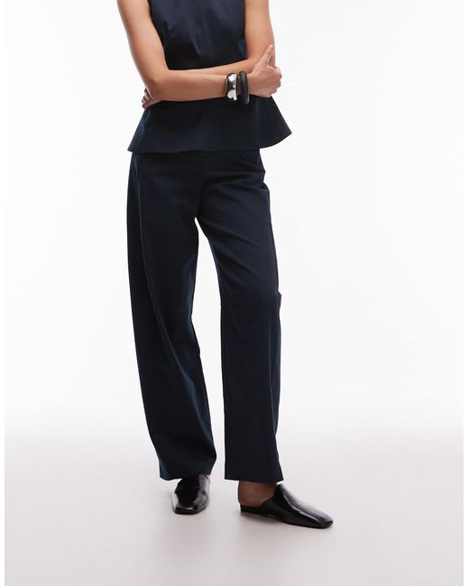 ASOS Blue Tailored Barrel Leg Trousers Co-Ord