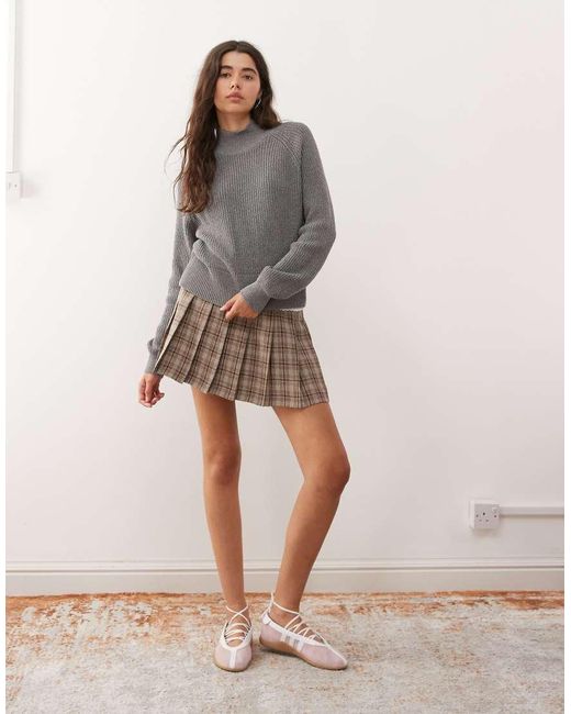 Noisy May Gray High Neck Knit Jumper