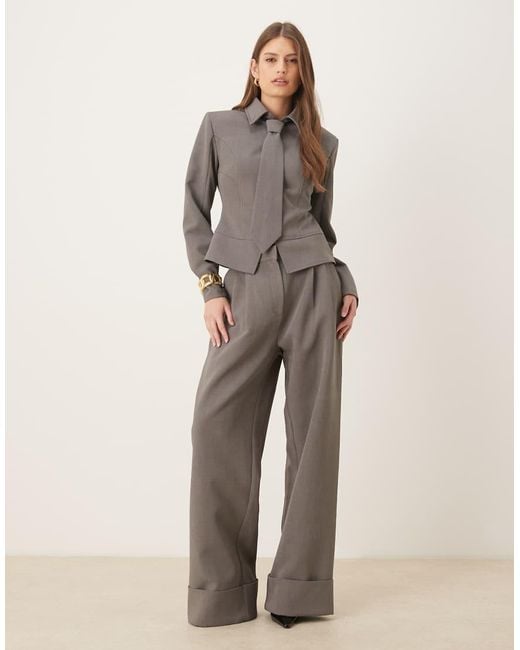 Wanderdoll Brown Exclusive Gabriella Zip Through Shirt With Removable Tie Co-Ord