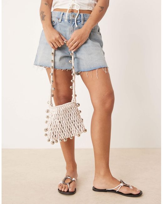 ASOS Blue – gehäkelte tasche mit trageriemen aus zierperlen