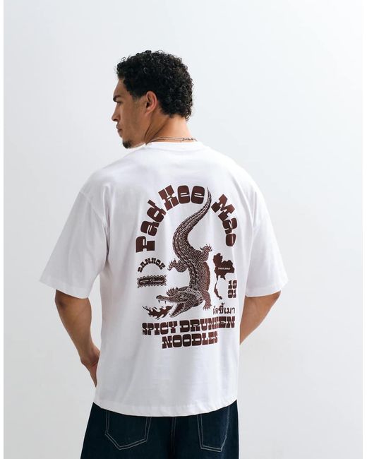 ASOS White Oversized T-Shirt With Crocodile Graphic for men