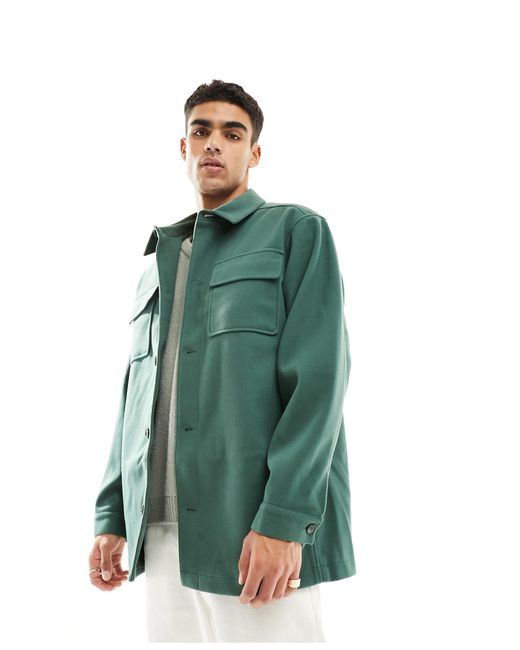 Camicia giacca effetto lana, colore di ASOS in Green da Uomo