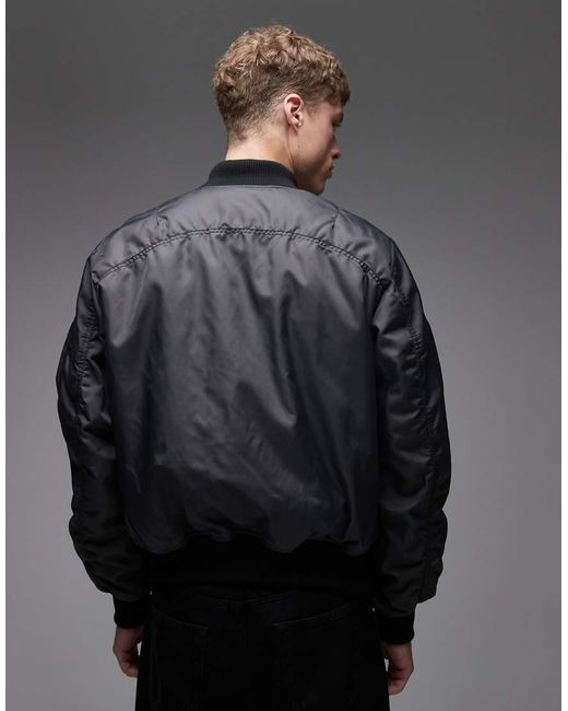 Alpha Industries Gray Bomber Jacket With Logo for men