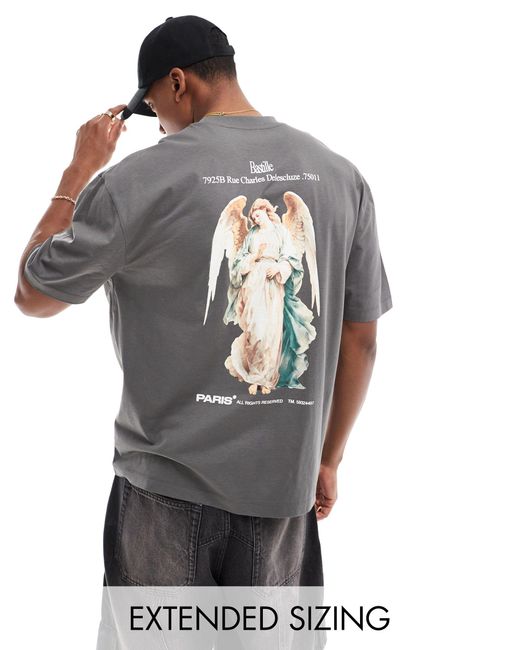 T-shirt oversize avec imprimé renaissance au dos - anthracite ASOS pour homme en coloris Gray