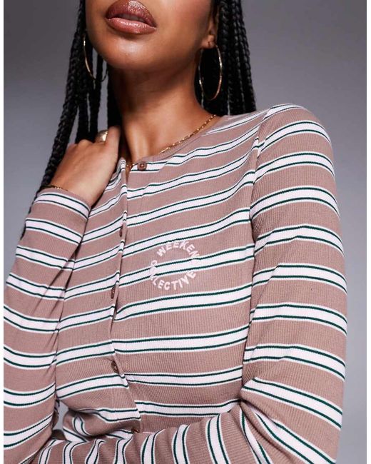 ASOS Gray Weekend Collective Co-ord Stripe Cardigan