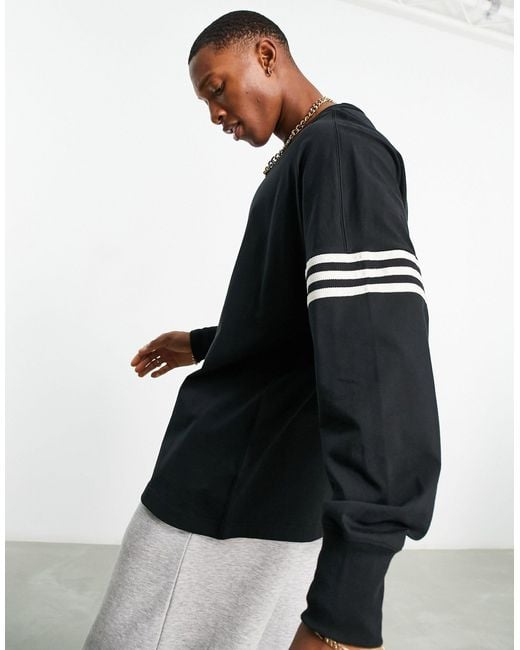 Adidas Originals Neuclassics - T-shirt Met Lange Mouwen En 3 Strepen in het Black voor heren