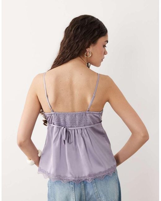 Cotton On Purple Estelle Satin Lace Cami Top