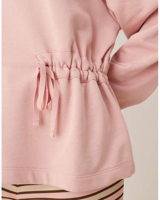ASOS Pink Sweat With Ruched Bow Detail