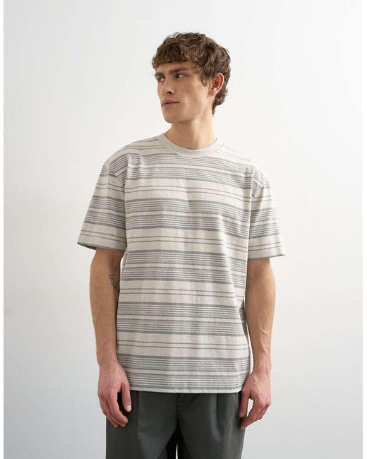 Topman White Relaxed Fit Stripe T-shirt for men