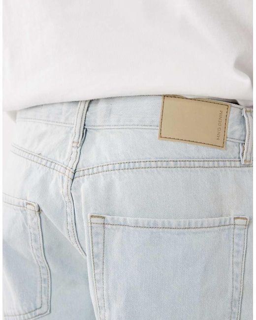 Mango White Relaxed Fit Denim Shorts for men