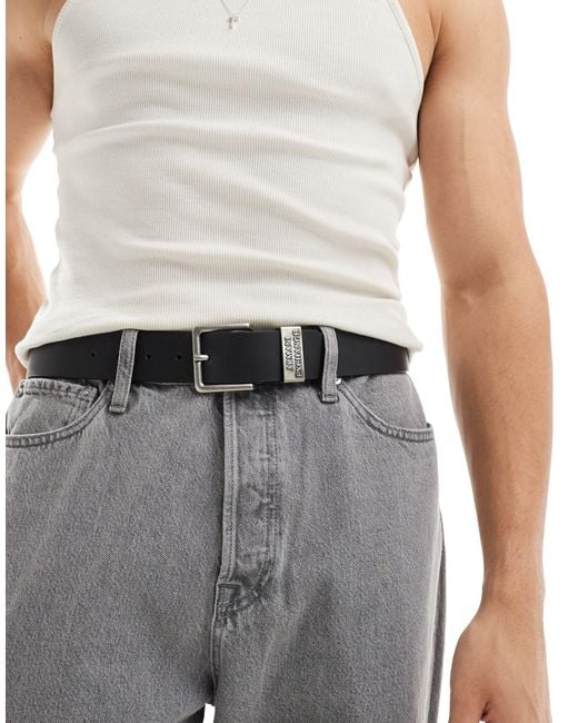 Armani Exchange Gray Logo Leather Belt for men