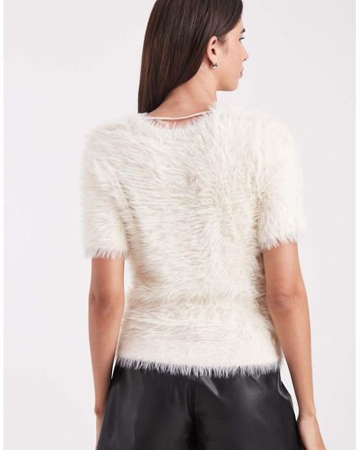 Vero Moda White Short Sleeve Fluffy Knit Jumper