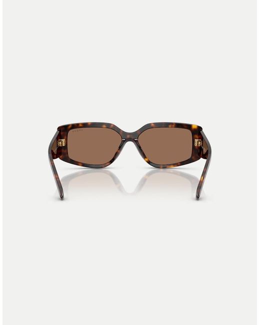 Vogue Brown Rectangle Sunglasses With Lens