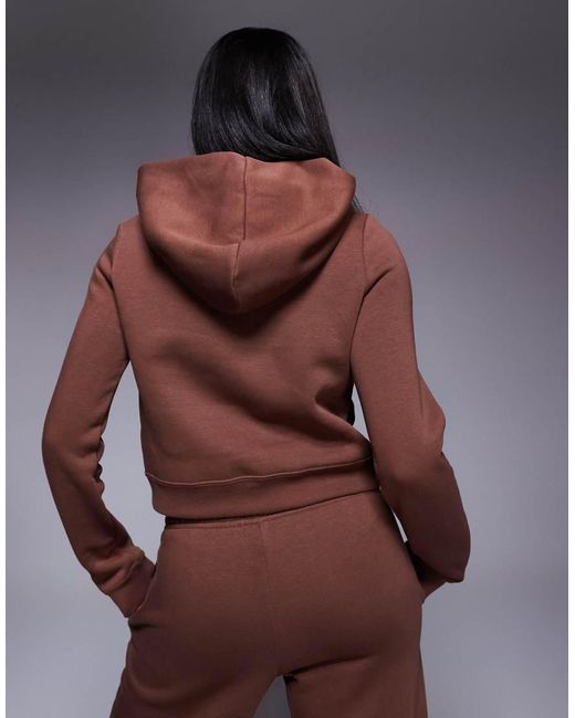Nike Brown Embroidered Logo Cropped Hoodie
