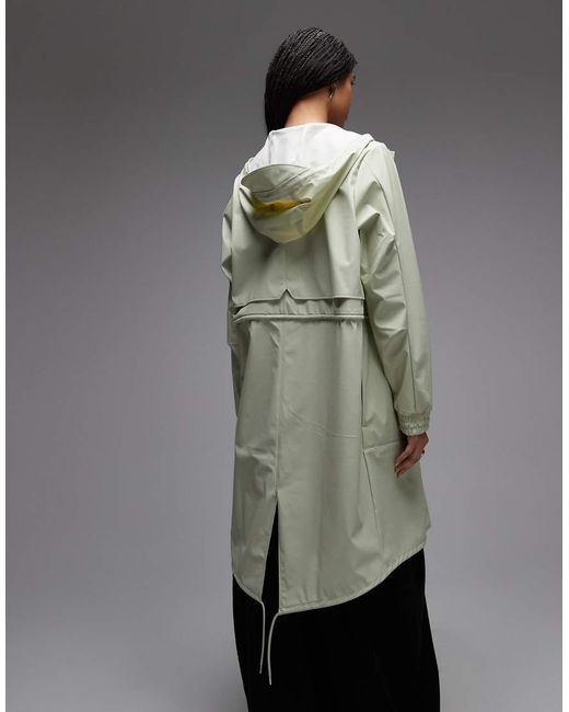 Rains Gray 18550 String Waterproof Cinched Longer Parka Jacket