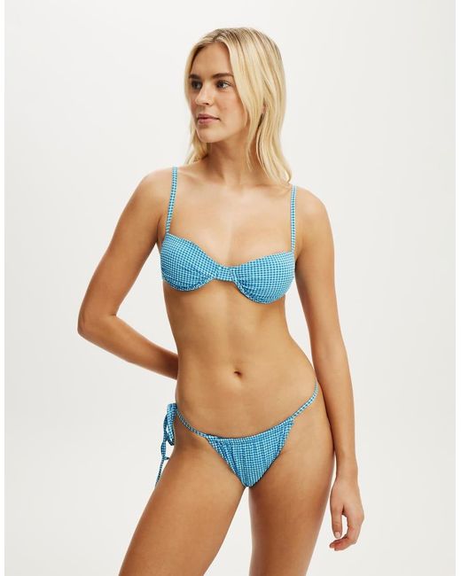 Cotton On Blue Gathered Thin Strap Balconette Bikini Top