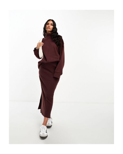 ASOS Red Super Soft Co-ord Long Line Roll Neck