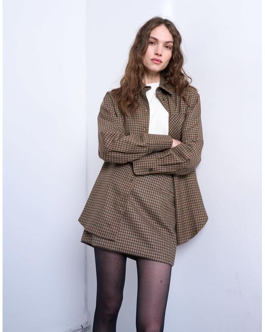 Mini-jupe évasée à carreaux vintage TOPSHOP en coloris White