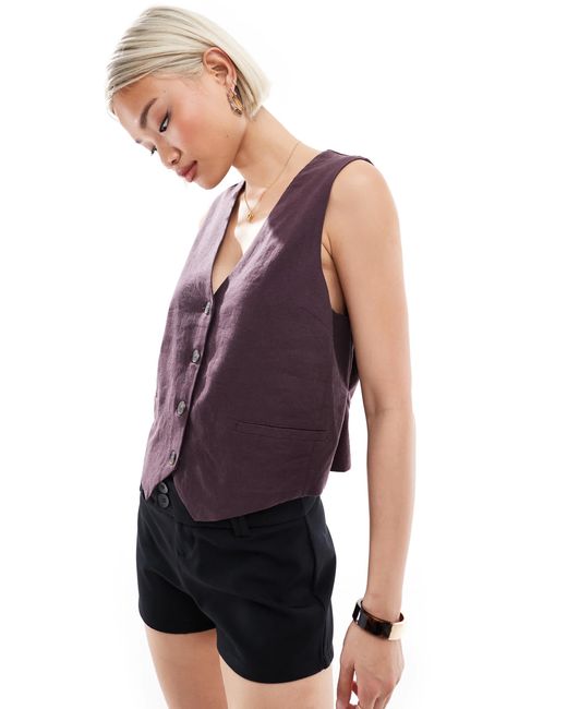 Pull&Bear Purple – weste aus leinen