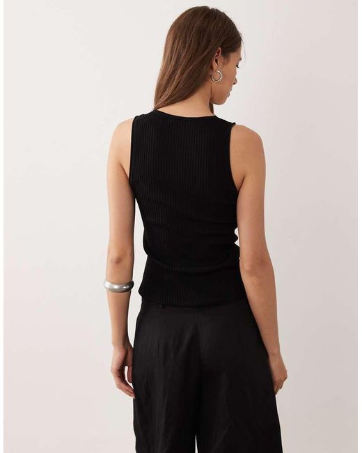 Mango Natural Sleeveless Top With Lace Trim