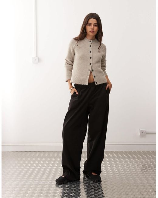 Weekday Natural Wool Blend Fitted Cardigan
