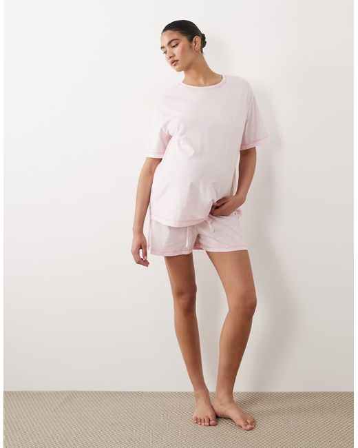 ASOS Pink Asos Design Maternity Oversized Tee And Short Pyjama Set
