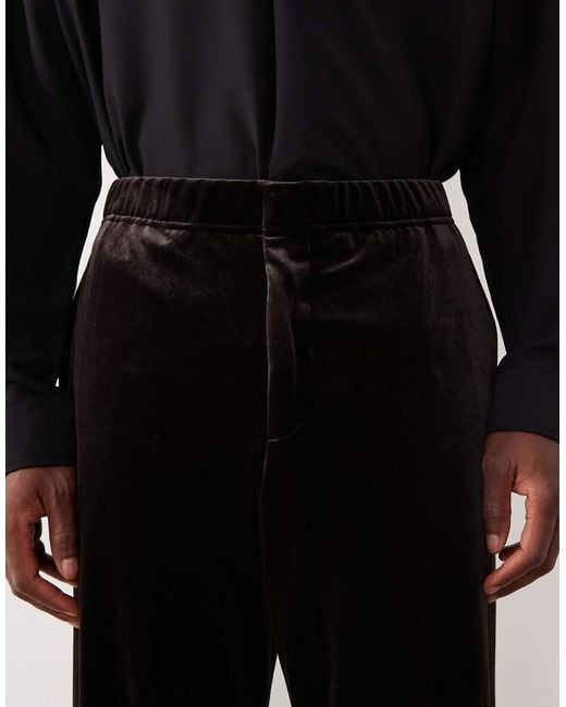 ASOS White Smart Wide Leg Velvet Trousers for men