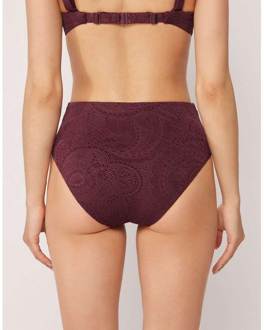 Calzedonia Purple Precious Jacquard High Waisted Bikini Bottoms