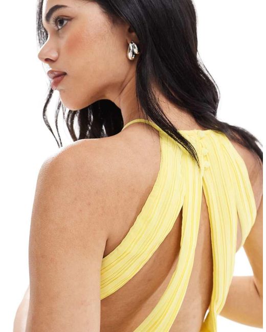 TFNC London Metallic High Neck Maxi Dress With Cut Out Detail