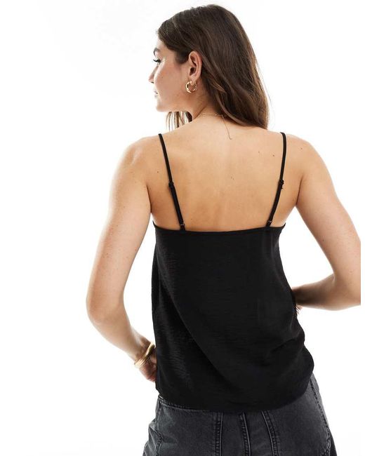 Pieces Black Cami Top With Lace Trim Detail