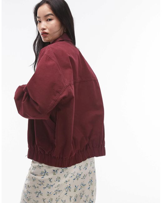 Bomber oversize en coton avec col - bordeaux TOPSHOP en coloris Red
