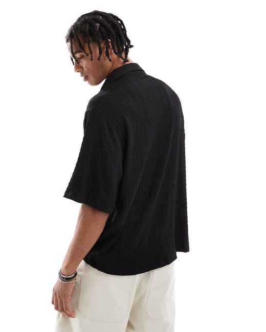 Chemise en maille texturée Bershka pour homme en coloris Black