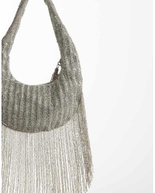 ASOS White Embellished Tassel Shoulder Bag
