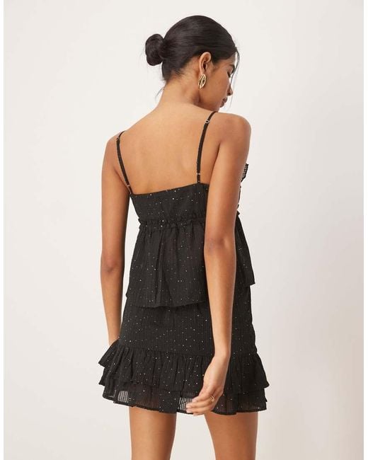 Pimkie Black Sequin Detail Ruffle Tie Front Cami Top Co-ord