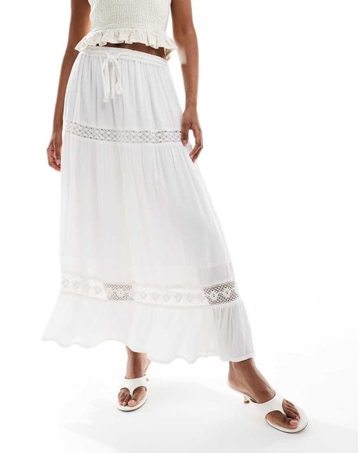 Wednesday's Girl White Broderie Midaxi Skirt