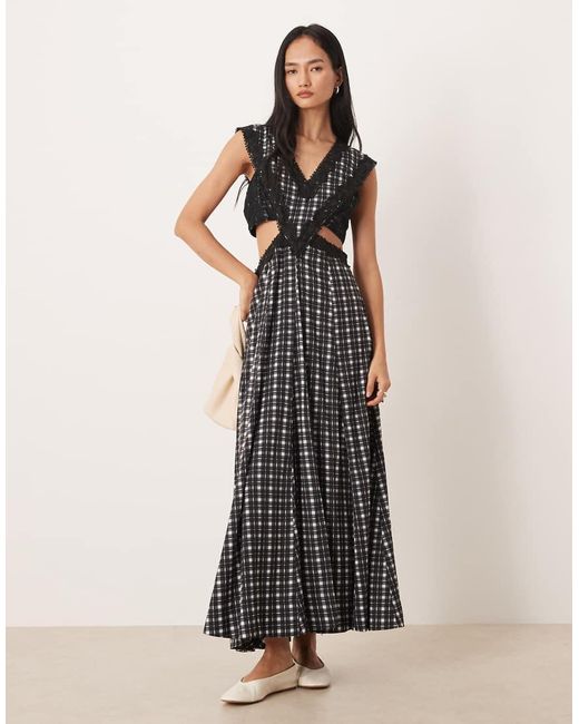 ASOS Multicolor Lace Applique Sleeveless Cut Out Maxi Dress